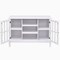 Modern White Sofa Table Cabinet with Glass Panel Doors and Storage Shelves for Living Room